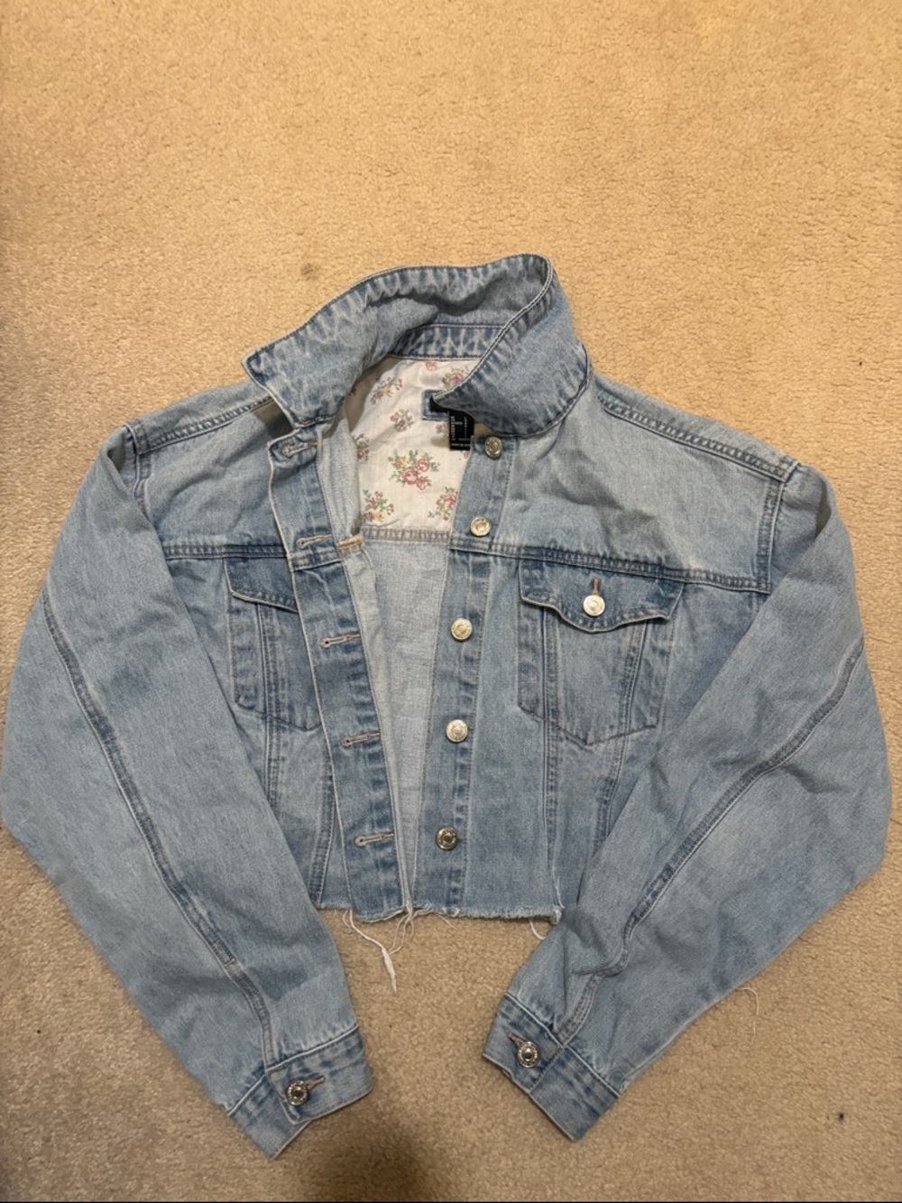 Forever 21 Light Blue Cropped Denim Jacket